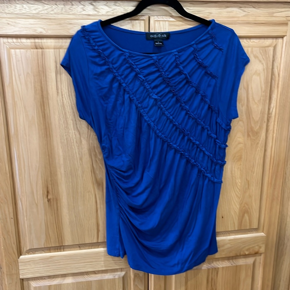 August Silk royal blue cap sleeve L